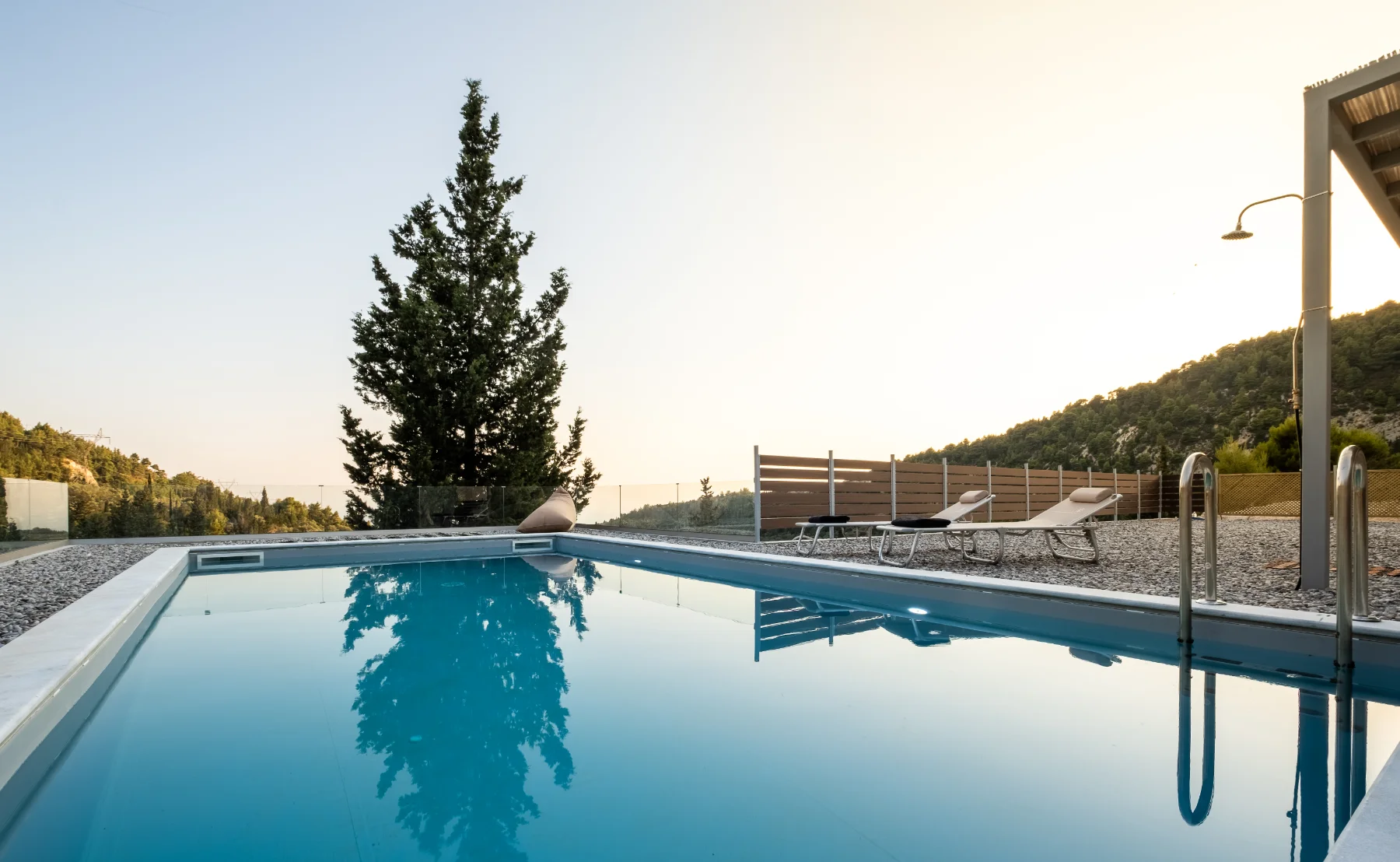 Pool view of Waters Coloured Villa in Dragano, Lefkada, Greece